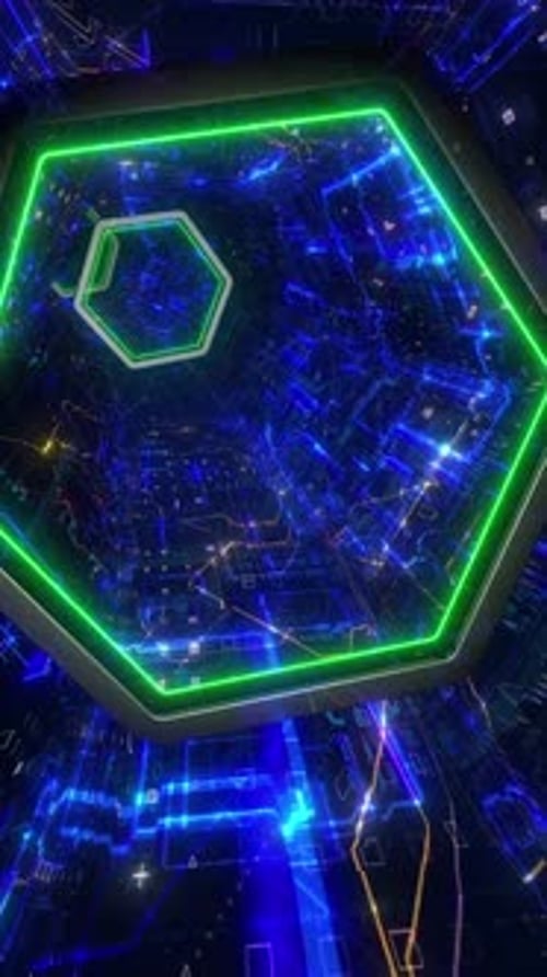 Vertical Video Futuristic Tunnel Advanced Technology and Captivating Visuals