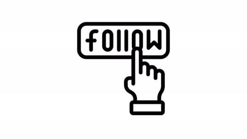 Animated Hand Cursor Clicks Social Media Follow Button