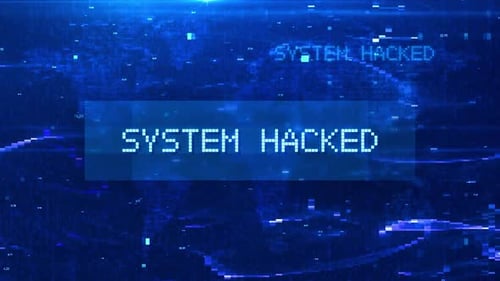 System Hacked Digital Text Animation over Futuristic World Map and HUD Effects