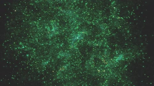 Abstract Background of Green Spots Moving in Black Studio 3d Animation