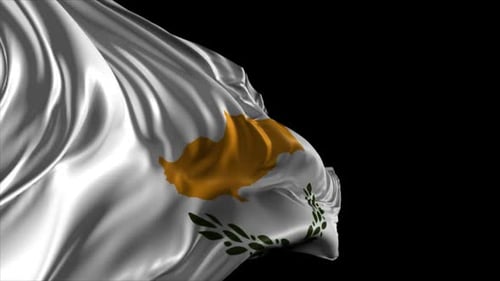 Realistic Waving Flag of Cyprus on Black Background