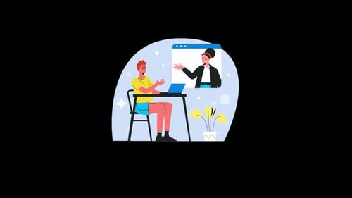 Flat Design Animation of Online Video Call and E-Learning