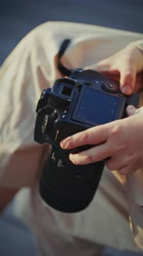 Close up of camera lens adjustment outdoors