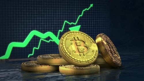Crypto Price Growth 3D Chart with Green Arrow 4K