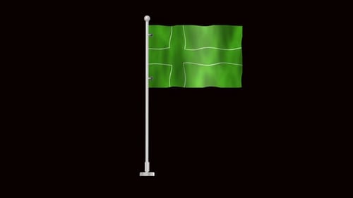 Animated Green Flag Waving on Pole