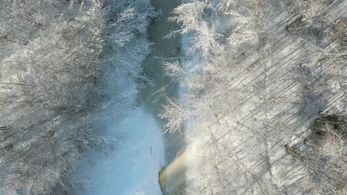 Winter wonderland background, abstract aerial top down view