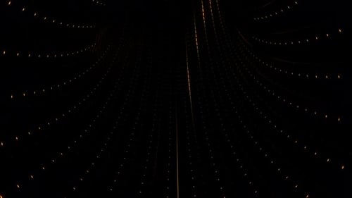 Endless Golden Tunnel like a Spider Web with Sparkling Lights 3d render. Movement Through Time