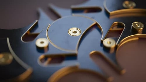 Looped 3D animation of a gear mechanism group