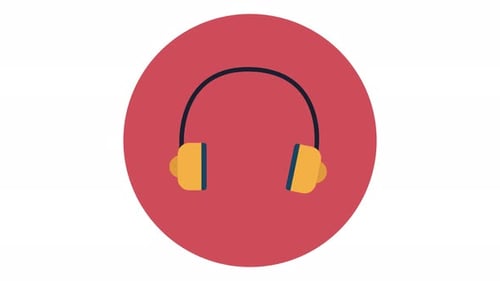 Animated Headphones Flat Design Icon Loop