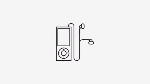 Minimalist MP3 Player and Earphones Line Art Animation