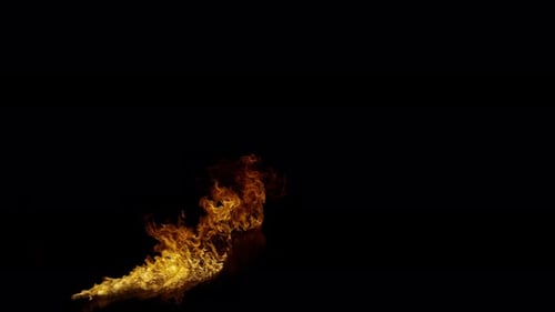 Ignite Collection: Multiple spurts of fire on water surface from bottom left seen tapering away from