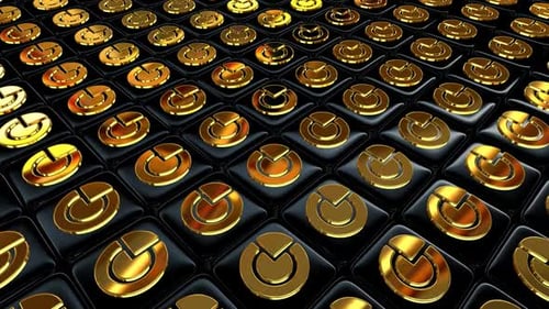 Luxury Background with Floating Black Cubes, Reflection, 3D Render, Exclusive, Gold Figures