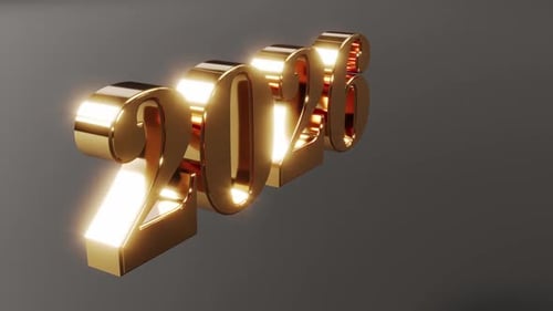 Happy 2026 New Year Gold Text Able to Loop Endless