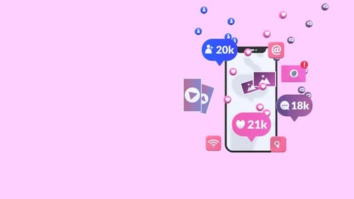 Animated 3D Social Media Growth Concept with Smartphone and Icons