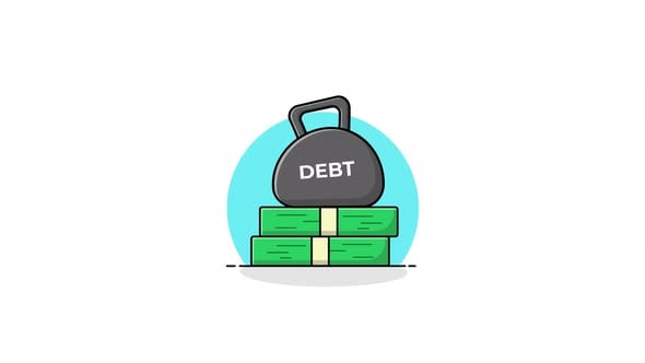 4k Money with Debt Kettlebell. Debt Concept Animation Video ...