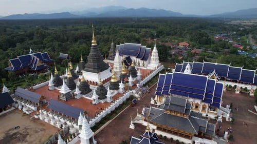 Aerial View of Wat Ban Den in Mae Taeng District Chiang Mai Thailand