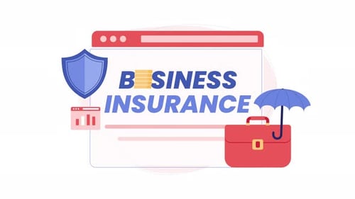 Animated Business Insurance Concept with Security Icons