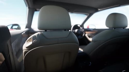 Luxury Car Interior View with Detailed Beige Leather Seats