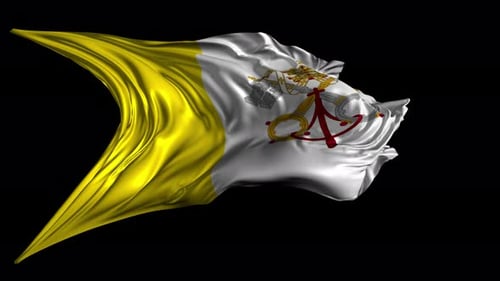 Realistic 3D Animation of Waving Vatican City Flag