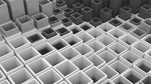 Les piliers carrés se déplacent à l'intérieur des colonnes par vagues. Colonnes montantes et descendantes en vagues géométriques