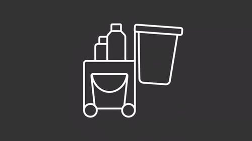 Cleaning Trolley and Supplies Line Art Animation