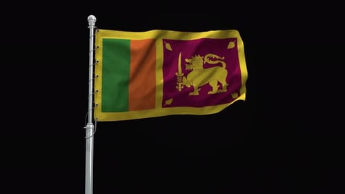 Waving Sri Lanka National Flag Seamless Loop Animation