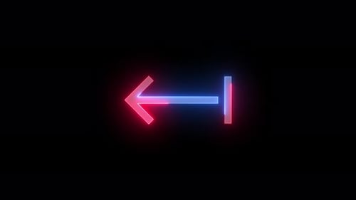 Neon Import arrow Icon Blue Red Color Glowing Animation Black Background