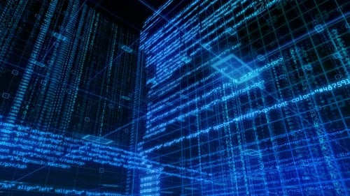 Futuristic Blue Digital Code Grid Network Technology Background