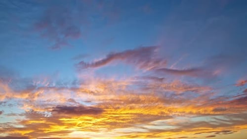 Timelapse Sunset with Sun and Clouds on Blue and Orange Dramatic Sky with Sun Rays Night Sky