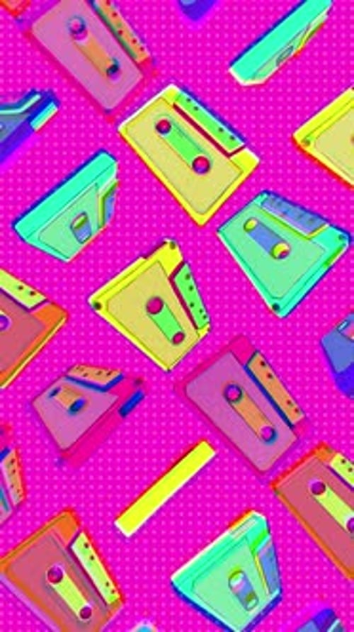 Fun Retro Illustrated Cassette Tapes Portrait Loop