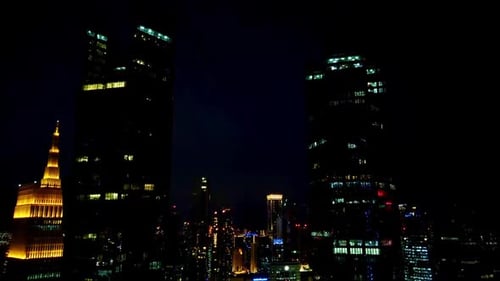 Doha Downtown Night Timelapse with Skyscrapers and City Lights