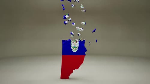3D Flag of Belize Map Assembly Animation