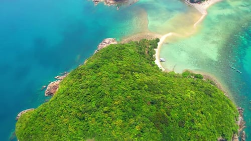 Tropical island and sandbar with stunning white sandy beaches