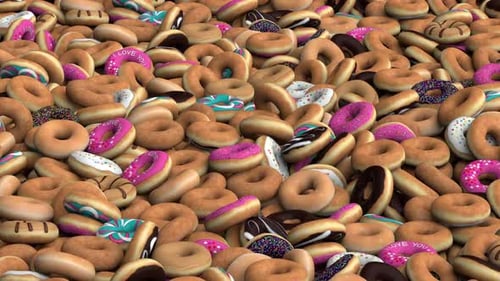 Flying Over The Donuts Pile Looped