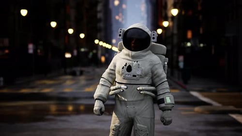 Lonely Astronaut in Deserted City