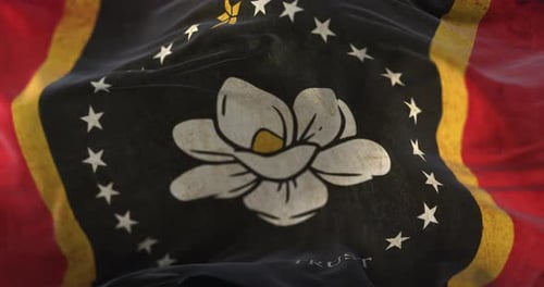 Distressed Grunge Mississippi Flag Waving Loop