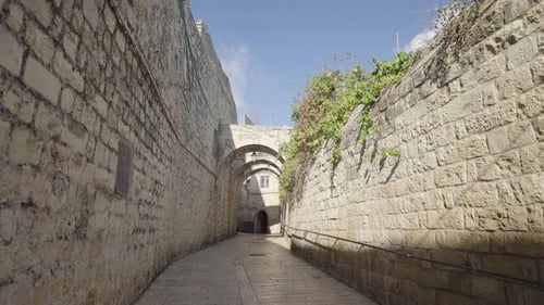 Narrow Stone Alleyway in Jerusalem's Old City