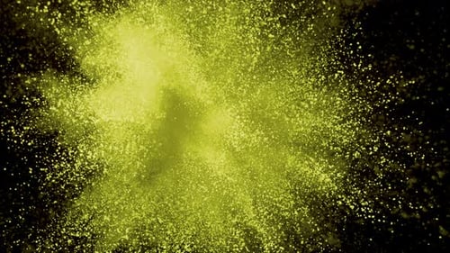 Gelbe Pulverexplosion explodiert im Phantom Flex 4K-Detail in Superzeitlupe