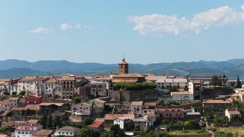 Scenic Summer Day Over the Medieval Village of Berdun in Spain