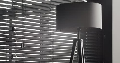 Modern Lamp with Window Blinds in Interior Scene