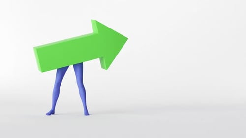 blue legs with green arrow