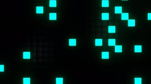 Violetter und türkisfarbener kybernetischer Tetris-Hintergrund Vj Loop In 4K