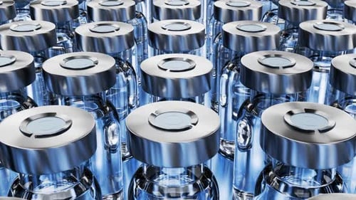 Seamless Looping Animation of Blue Medical Vials