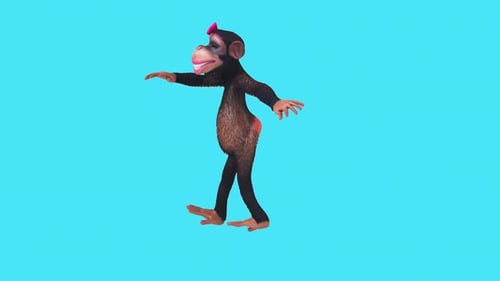Lustiger 3D-Cartoon-Affencharakter, der tanzt (mit Alphakanal)