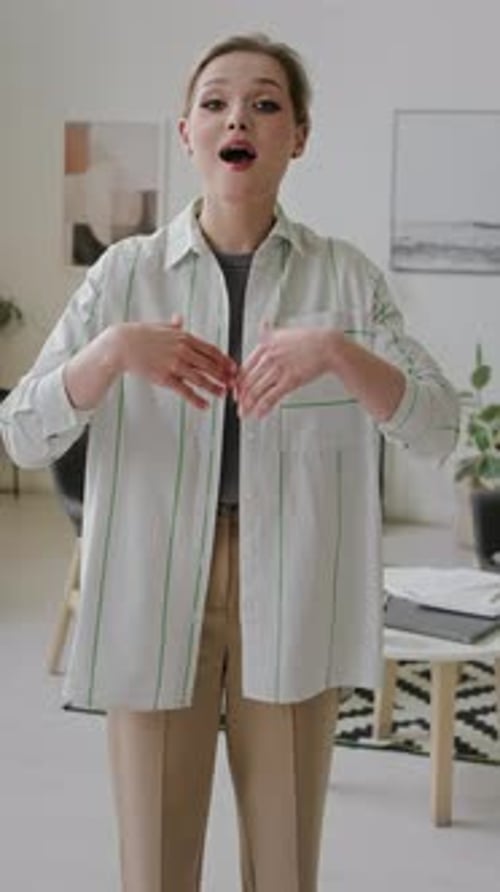 Portrait of Smiling Woman Asking How Are You in Sign Language