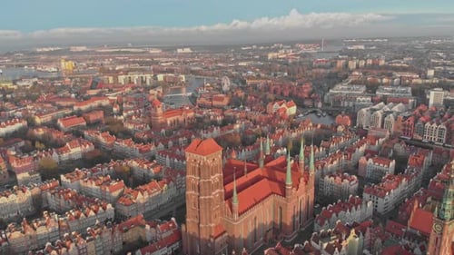 A Breathtaking Aerial View of the Majestic Cityscape in Gdansk, Poland