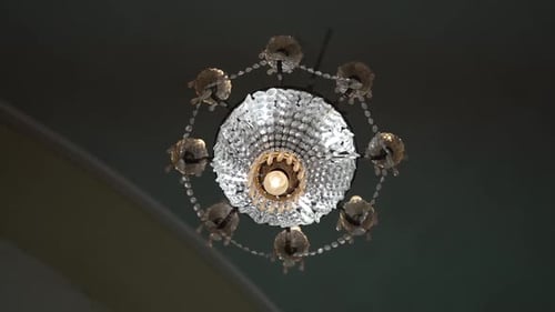 Elegant Crystal Chandelier Lighting Fixture Hanging From Ceiling