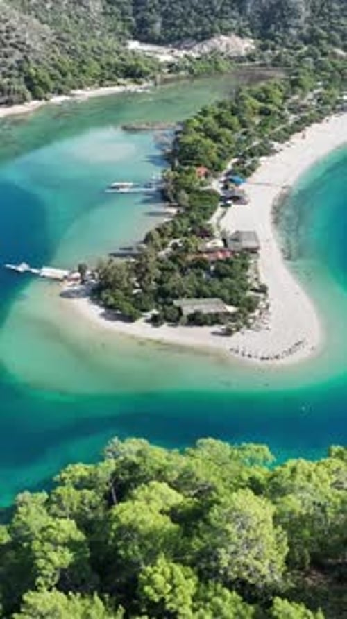 Beautiful aerial view of tropical island lagoon
