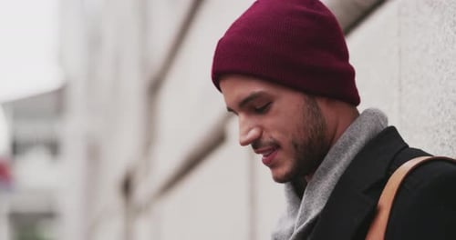 4k video footage of a young handsome man commuting in the city