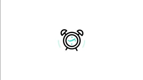 Animated Alarm Clock Ringing Icon in Flat Design Style